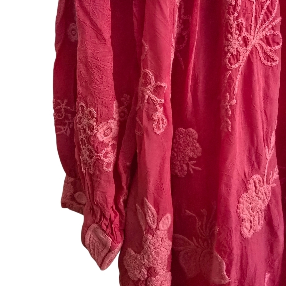 NWT Johnny Was Nathy Lily Vibrant Hot Pink Floral Dress - Picture 5 of 8